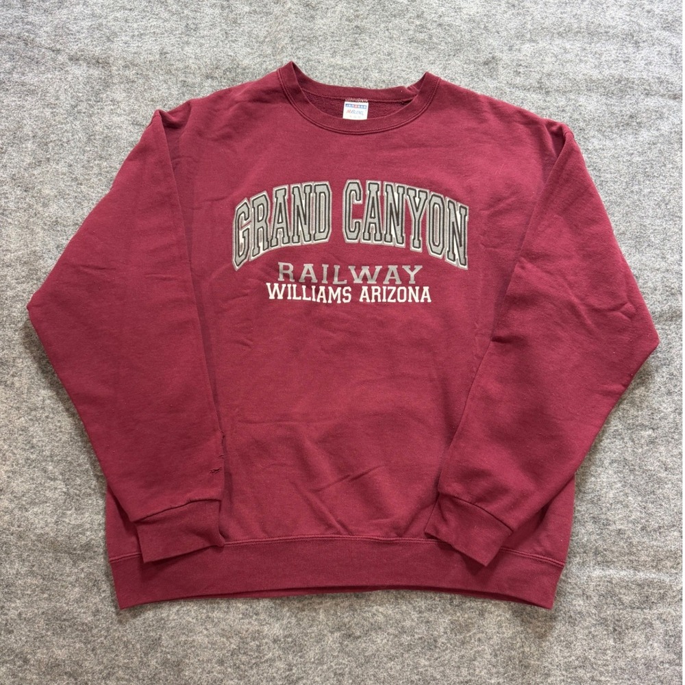 Vintage 90s Jerzees Grand Canyon Railway Sweatshirt Mens XL Maroon